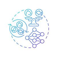 Food web blue gradient concept icon. Complex network of interconnected food chains. Ecological balance. Round shape line illustration. Abstract idea. Graphic design. Easy to use in article vector