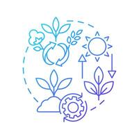 Supporting service blue gradient concept icon. Ecosystem service. Plant growth, sunlight and soil health. Round shape line illustration. Abstract idea. Graphic design. Easy to use in article vector