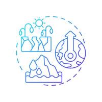 Climate change blue gradient concept icon. Biodiversity decline cause. Habitat destruction. Ecosystem imbalance. Round shape line illustration. Abstract idea. Graphic design. Easy to use in article vector