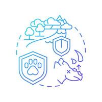 Endangered species blue gradient concept icon. Ecological balance. Threats faced by wildlife due to habitat loss. Round shape line illustration. Abstract idea. Graphic design. Easy to use in article vector
