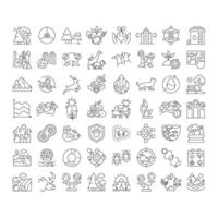 Biodiversity linear icons set. Species diversity. Ecosystem services. Environmental threats, food chains. Customizable thin line symbols. Isolated outline illustrations. Editable stroke vector