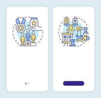 Competitive vs comparative advantage onboarding mobile app screen. Walkthrough 2 steps editable graphic instructions with linear concepts. UI, UX, GUI template vector
