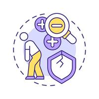 Weaknesses multi color concept icon. Failure risk prediction strategy. SWOT analysis of business project. Round shape line illustration. Abstract idea. Graphic design. Easy to use in brochure vector
