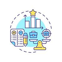Competitive benchmarking multi color concept icon. Company performance. Business processes analytics. Round shape line illustration. Abstract idea. Graphic design. Easy to use in brochure vector
