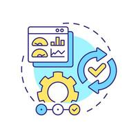 Process benchmarking multi color concept icon. Find ways to improve specific tasks. Business data analytics. Round shape line illustration. Abstract idea. Graphic design. Easy to use in article vector