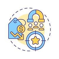 Cost focus multi color concept icon. Lowest cost producer within niche. Business competitive advantage. Round shape line illustration. Abstract idea. Graphic design. Easy to use in brochure vector