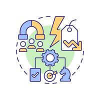 Predatory pricing multi color concept icon. Driving out competitors with low prices. Competitive strategy. Round shape line illustration. Abstract idea. Graphic design. Easy to use in brochure vector