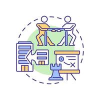 Offensive strategy multi color concept icon. Active aggressive commerce. Competitive business management. Round shape line illustration. Abstract idea. Graphic design. Easy to use in brochure vector