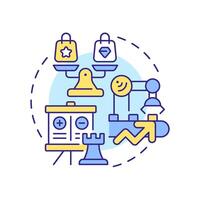 Comparative advantage multi color concept icon. Lower cost of goods production. Business development strategy. Round shape line illustration. Abstract idea. Graphic design. Easy to use in brochure vector