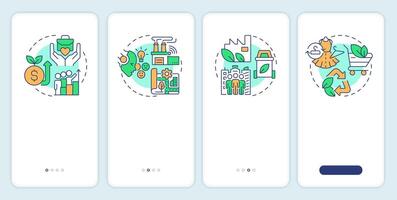 Economic development onboarding mobile app screen. Walkthrough 4 steps editable graphic instructions with linear concepts. UI, UX, GUI template vector