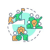 Partnership for goals multi color concept icon. Team work, workflow. Collaboration, business. Round shape line illustration. Abstract idea. Graphic design. Easy to use in infographic, presentation vector