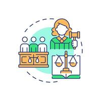 Peace, justice and strong institutions multi color concept icon. Court legislation. Round shape line illustration. Abstract idea. Graphic design. Easy to use in infographic, presentation vector