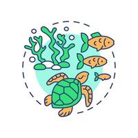 Life below water multi color concept icon. Ecology preservation, ecosystem. Sea animals, ocean. Round shape line illustration. Abstract idea. Graphic design. Easy to use in infographic, presentation vector