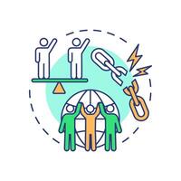 Reduced inequalities multi color concept icon. Social equality, community. Political inclusion. Round shape line illustration. Abstract idea. Graphic design. Easy to use in infographic, presentation vector
