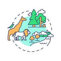 Life on land multi color concept icon. Forest animals, ecology. Mammals, wildlife. Round shape line illustration. Abstract idea. Graphic design. Easy to use in infographic, presentation vector