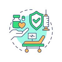 Good health and well being multi color concept icon. Pharmaceutical treatment, medicine. Round shape line illustration. Abstract idea. Graphic design. Easy to use in infographic, presentation vector