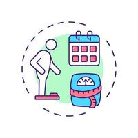 Weight history multi color concept icon. Fat measurement, scales. Obesity management, control. Round shape line illustration. Abstract idea. Graphic design. Easy to use in infographic, presentation vector