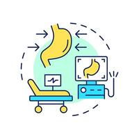 Endoscopic management multi color concept icon. Medical diagnostic, analysis. Treatment, therapy. Round shape line illustration. Abstract idea. Graphic design. Easy to use in infographic, presentation vector