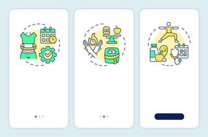 Weight loss programs onboarding mobile app screen. Walkthrough 3 steps editable graphic instructions with linear concepts. UI, UX, GUI template vector