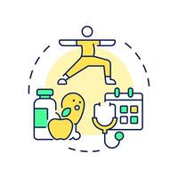Weight maintenance multi color concept icon. Healthy lifestyle. Nutrition management, schedule. Round shape line illustration. Abstract idea. Graphic design. Easy to use in infographic, presentation vector