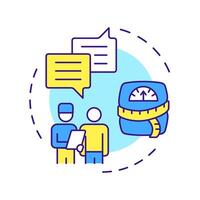 Ask multi color concept icon. Medical consultation, professional. Obesity management, recommendation. Round shape line illustration. Abstract idea. Graphic design. Easy to use in infographic vector