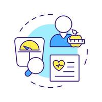 Assess multi color concept icon. Weight control, management. Health care, diagnosis. Round shape line illustration. Abstract idea. Graphic design. Easy to use in infographic, presentation vector