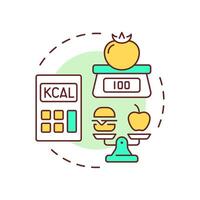Cutting calories multi color concept icon. Meal control, food weight. Nutrition, healthcare. Round shape line illustration. Abstract idea. Graphic design. Easy to use in infographic, presentation vector
