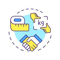 Agree multi color concept icon. Weight measurement, management. Goal setting, milestone. Round shape line illustration. Abstract idea. Graphic design. Easy to use in infographic, presentation vector