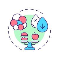 Cholesterol multi color concept icon. Meal control, food weight. Molecules, biochemistry. Round shape line illustration. Abstract idea. Graphic design. Easy to use in infographic, presentation vector