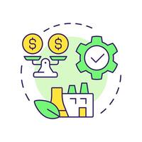 Economic sustainability multi color concept icon. Financial equality, balance. Green production. Round shape line illustration. Abstract idea. Graphic design. Easy to use in infographic vector