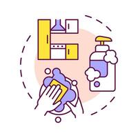 Clean multi color concept icon. Tableware washing. Cleaning tools, chemicals. Round shape line illustration. Abstract idea. Graphic design. Easy to use in infographic, presentation vector