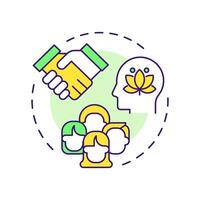 Social sustainability multi color concept icon. Equal society, community. Teamwork, partnership. Round shape line illustration. Abstract idea. Graphic design. Easy to use in infographic vector