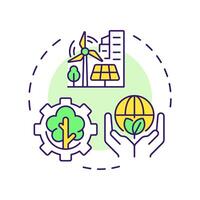 Environmental sustainability multi color concept icon. Green energy, ecology preservation. Round shape line illustration. Abstract idea. Graphic design. Easy to use in infographic, presentation vector