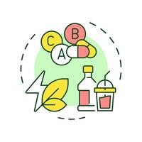 Functional beverages multi color concept icon. Healthcare vitamins, probiotics. Healthy diet. Round shape line illustration. Abstract idea. Graphic design. Easy to use in infographic, presentation vector