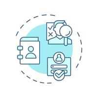 Registration and pre registration soft blue concept icon. Personal information, access. Round shape line illustration. Abstract idea. Graphic design. Easy to use in infographic, presentation vector