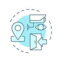 Check in and check out soft blue concept icon. Surveillance monitoring, tracking. Round shape line illustration. Abstract idea. Graphic design. Easy to use in infographic, presentation vector
