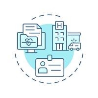 Hospital visitors logging soft blue concept icon. Security measures, safety. Access control. Round shape line illustration. Abstract idea. Graphic design. Easy to use in infographic vector