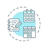 Visitor scheduling system soft blue concept icon. Planning software, time management. Round shape line illustration. Abstract idea. Graphic design. Easy to use in infographic, presentation vector