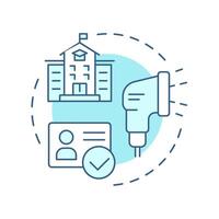 School visitor sign in systems soft blue concept icon. Access control, management. Round shape line illustration. Abstract idea. Graphic design. Easy to use in infographic, presentation vector