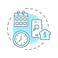 Book shared spaces soft blue concept icon. Scheduling software, time management. Round shape line illustration. Abstract idea. Graphic design. Easy to use in infographic, presentation vector