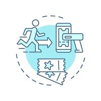 Event venues ticketing soft blue concept icon. Security software, entertainment. Round shape line illustration. Abstract idea. Graphic design. Easy to use in infographic, presentation vector