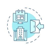 Office visitor check in and scheduling soft blue concept icon. Access software, technology. Round shape line illustration. Abstract idea. Graphic design. Easy to use in infographic vector