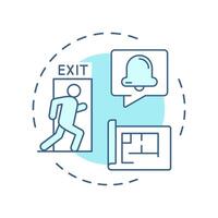 Manage evacuation soft blue concept icon. Emergency exit, building blueprint. Safety, security. Round shape line illustration. Abstract idea. Graphic design. Easy to use in infographic vector