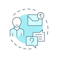 Receiving employee notification soft blue concept icon. Alert message, communication. Round shape line illustration. Abstract idea. Graphic design. Easy to use in infographic, presentation vector