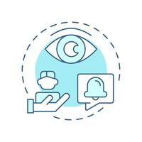 Social monitoring soft blue concept icon. Tracking system, notification. Marketing research. Round shape line illustration. Abstract idea. Graphic design. Easy to use in infographic vector