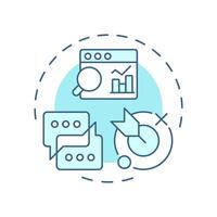 Topics analysis soft blue concept icon. Online communication, statistics. Target audience. Round shape line illustration. Abstract idea. Graphic design. Easy to use in infographic, presentation vector