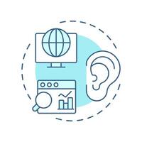 Social listening soft blue concept icon. Statistical metrics, internet analysis. Round shape line illustration. Abstract idea. Graphic design. Easy to use in infographic, presentation vector