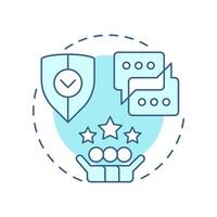 Brand reputation soft blue concept icon. Customer service, rating. Communication, conversation. Round shape line illustration. Abstract idea. Graphic design. Easy to use in infographic vector