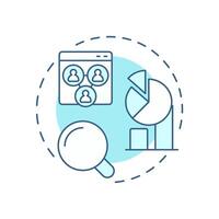 Social media analytics soft blue concept icon. Statistical metrics. Marketing research, target audience. Round shape line illustration. Abstract idea. Graphic design. Easy to use in infographic vector