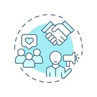 Influencer identification soft blue concept icon. Social media, communication. Round shape line illustration. Abstract idea. Graphic design. Easy to use in infographic, presentation vector